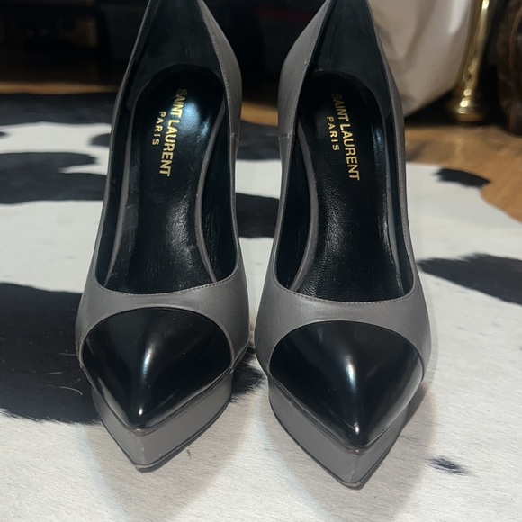 SAINT LAURENT Janis Cap Toe Leather Platform Pumps, size 37 - Picture 3 of 10